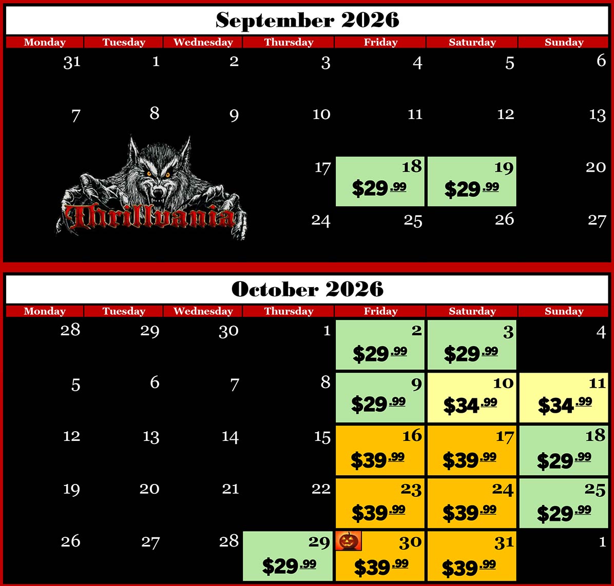 Thrillvania Haunted House in East Texas 2026 Halloween Season Open Dates